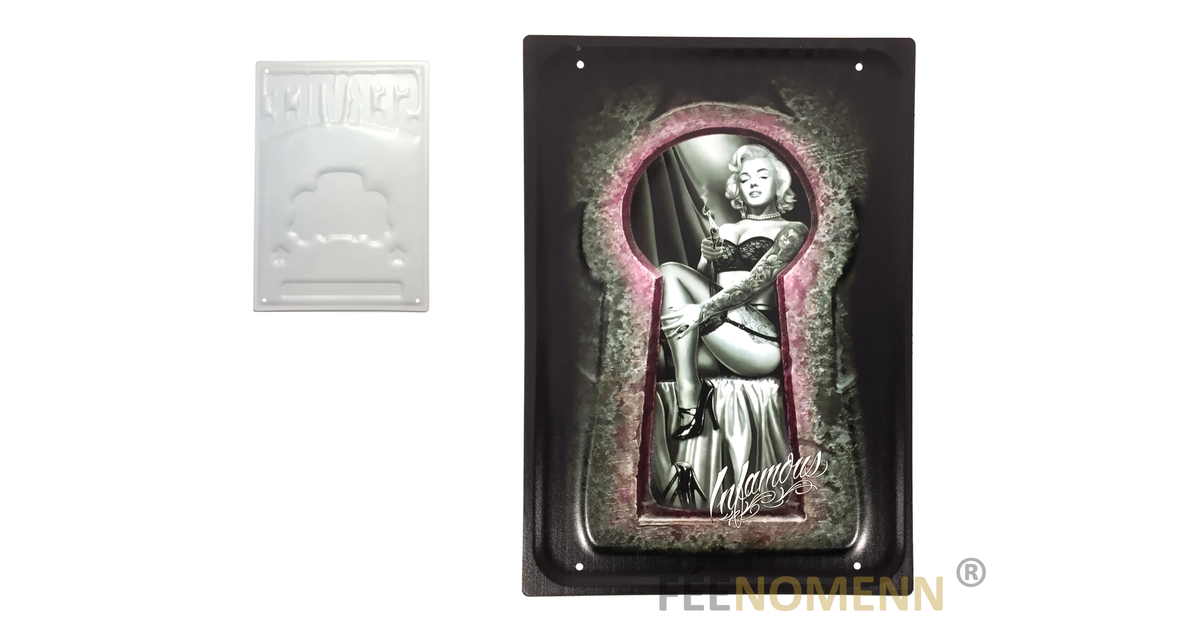 Plaque Métal Déco Vintage Effet Relief Trou De Serrure Marilyn